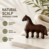 Peigne de massage en bois de santal doré pour le meridien du cheval, outil Gua Sha en bois pour le cuir chevelu, pour le spa et les soins personnels