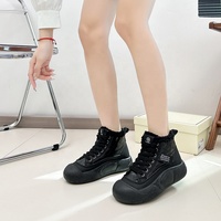 Nouveau modèle Bottines noires à plateforme Chaussures pour filles Chaussures d'extérieur chaudes d'hiver Nouvelles bottines à lacets Vente en gros Bottines pour femmes