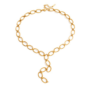 Geometric O-Shaped Y-Shaped Chain <b>Necklace</b> 18K Gold Stainless Steel Women's Everyday Wear Fine Jewelry - Product Image 5