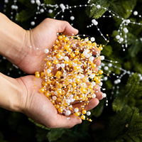 Chaîne de perles de Noël en cristal de 2 m, perles dorées et blanches, utilisée pour la décoration de l'arbre de Noël, les mariages et la décoration intérieure.
