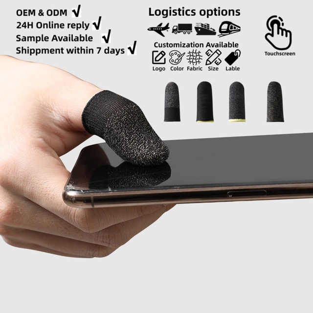 Unisex Anti-Sweat Anti-Slip Anti-static Zero Lag Response E-sports Silver Fiber Gaming Finger Sleeves