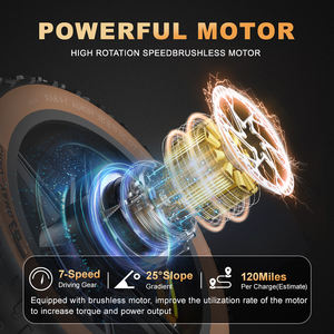 มอเตอร์ไซค์ไฟฟ้า7สปีด750W สำหรับผู้ใหญ่มอเตอร์คู่48V 34AH ระยะสูงสุด120ไมล์20 "ยางอ้วนจักรยานวิบาก30MPH เหล็ก7สปีด - Product Image 4