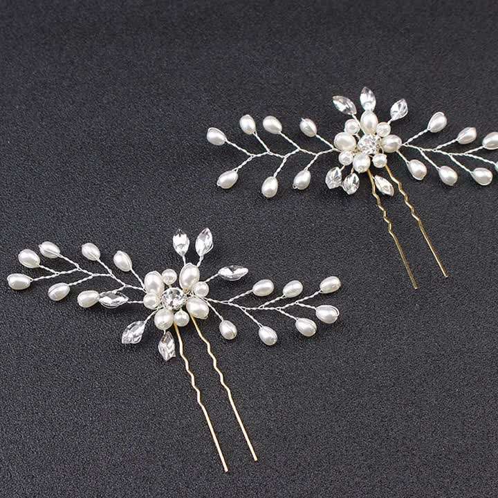 Fashion Bridesmaid Bride Pearl Hair Pins White Pearl Flower Bridal Hair Piece Wedding Hair Jewelry Accessories Women 