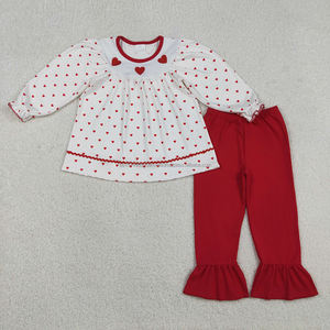 Stock LOVE Flowers Heart Print Pink Girls Valentine's Day Clothes <b>Set</b> Wholesale Children Fashion Outfits Boutique Toddlers - Product Image 6