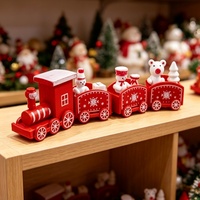 Rot-Weißer Weihnachtszug-Set Mini-Lokomotive mit Schneemann- und Bärenfiguren Desktop-Dekoration für Weihnachtsfeier und Feiertagsdekoration