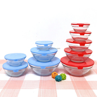 Bols en verre avec couvercles Set Saladiers avec couvercles Bol en verre Récipient de préparation de repas allant au micro-ondes avec couvercles 10 pcs