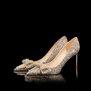 Delle donne di Alta <span class=keywords><strong>Scarpe</strong></span> Tacchi Superficiale Bocca Punta A Punta di Scintillio Lucido Paillettes Sexy del Locale Notturno Tacchi A Spillo <span class=keywords><strong>Scarpe</strong></span> Abito Da Sposa Della Ragazza P - Product Image 4