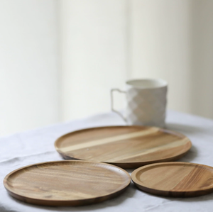 Plato Redondo Multiusos de Madera de Acacia, Plato de Madera Natural para Servir Comida, Bandeja para Servir, Plato Irrompible para Niños al por Mayor - Product Image 4