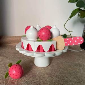 Classic Creative Wooden Birthday <b>Cake</b> Toy Set with Candles, Fruits and Cutting Accessories Montessori Pretend Play <b>Gift</b> for Kids - Product Image 3