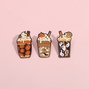 Halloween fantôme crème glacée émail épingles personnalisé citrouille pierre tombale sorcière broches revers badges vêtements Punk bijoux cadeau pour les amis - Product Image 2