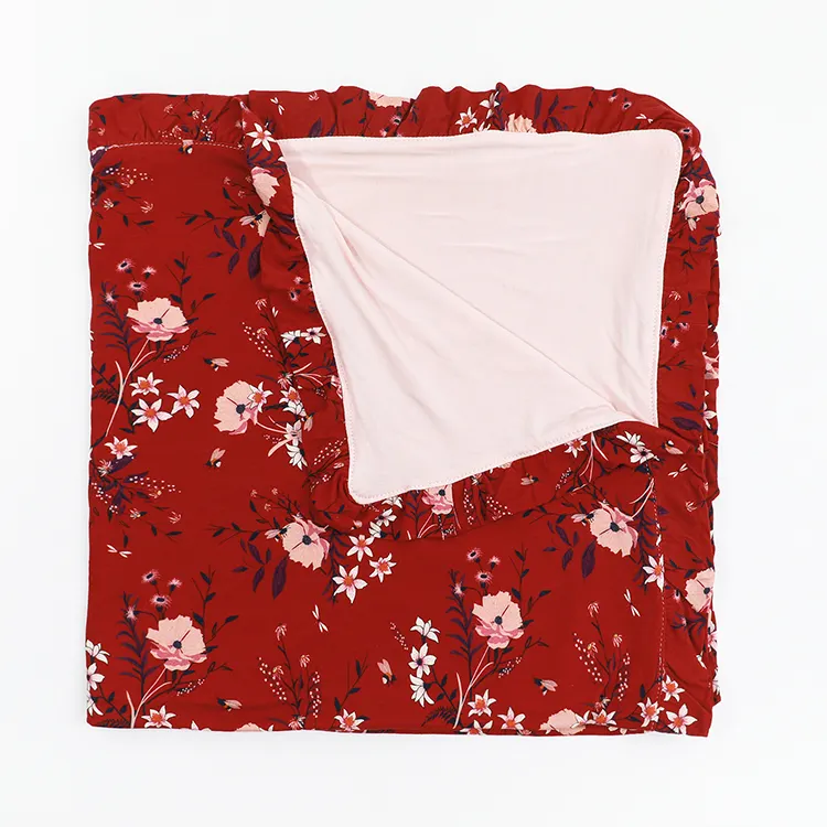 Cobertor infantil de alta qualidade com babado em camada dupla, cobertor de renda fofo, cobertor elástico de bambu