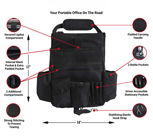 Organisateur de siège avant de voiture et sac de rangement pour camion de travail avec poches multifonctionnelles et bandoulière rembourrée - Product Image 5