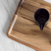 Assiette de service ronde en bois d'acacia, plat de dîner en bois massif, vaisselle polie pour la maison, les fêtes et la cuisine
