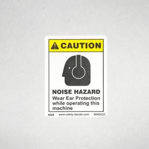 Etiqueta de advertencia de peligro de ruido en el lugar de trabajo, protección auditiva obligada, adhesivo de advertencia de seguridad industrial, acabado mate impermeable - Product Image 2