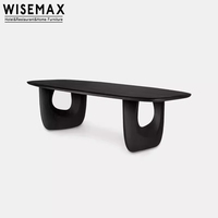 WISEMAX MÖBEL Nordic Design Küchentisch Stabil Massiv Eichenholz Modern Schwarz Oval Home Esstisch Set 8 Sitzer für Villa