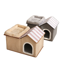 Maison pour animaux de compagnie moderne en tissu Oxford multicouche épaissi, pour chien et chat, pour l'extérieur, toutes saisons, noire, imperméable, avec bouton