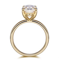 Bague de fiançailles simple et élégante en or jaune 18 carats avec diamant de laboratoire ovale à 4 griffes, pour femme