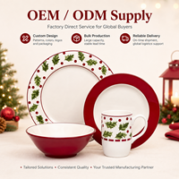 Service de table en céramique de Noël, décorations de fête, vaisselle en porcelaine rouge, cadeau, service de table de Noël en céramique, vente en gros personnalisée