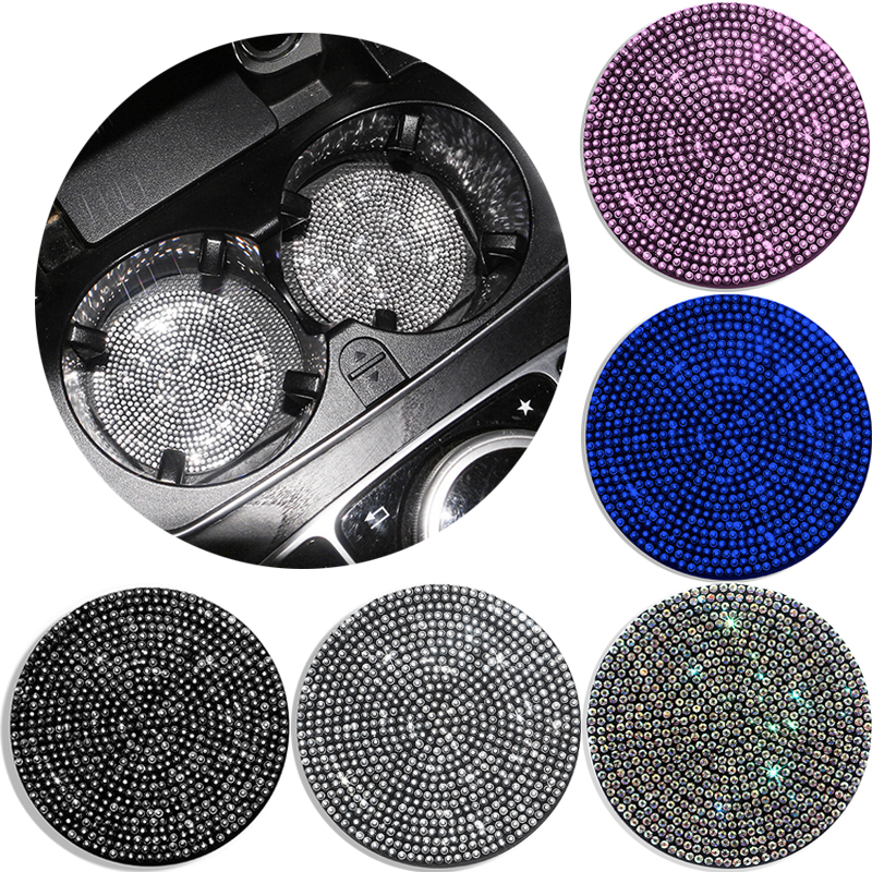 LISM Diamond Car Coaster Cup Slot Non-Slip Mat - Bling Silica Gel Pad Car Gadget Accessories