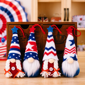 Independence Day Child <b>Hat</b> Dwarf Pendant Knitted American Figurine Anniversary Decoration Cute Ornament - Product Image 2