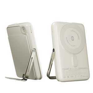 Banque d'alimentation sans fil magnétique en alliage d'aluminium 10000mAh 15W avec logo personnalisable en gros, charge rapide, pochette pour cartes intégrée portable - Product Image 1