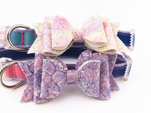 Correa de Collar para perro de diseño brillante, collares de lujo para mascotas, lazo hecho a mano, Collar para perro con correa y cinta - Product Image 2