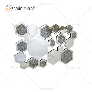 Luxe 3D en forme géométrique salon grand miroir mural décoratif Desthetic Art diamant miroir verre mur miroir - Product Image 2