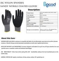Gants de travail en nylon et spandex nitrile flexibles et sans couture 15/18G, ultra fins, respirants, avec une excellente adhérence, pour l'assemblage et la manipulation de précision