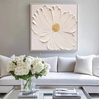 Décoration de salon, œuvre d'art classique en 3D, grande fleur blanche, peinture à la main, art mural moderne, peinture à l'huile de fleurs blanches