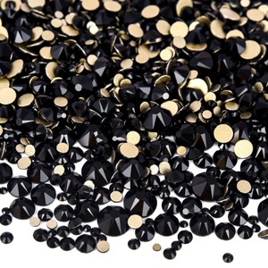 Strass en verre Oleeya en gros, tailles mixtes, 8+8 facettes, strass à dos plat et strass dorés à dos plat pour ongles DIY - Product Image 4
