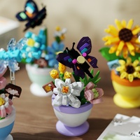 Jouets de construction en blocs de fleurs, 242 pièces, plastique ABS, modèle d'assemblage DIY avec couvercle anti-poussière, décoration de bureau pour enfants et adultes