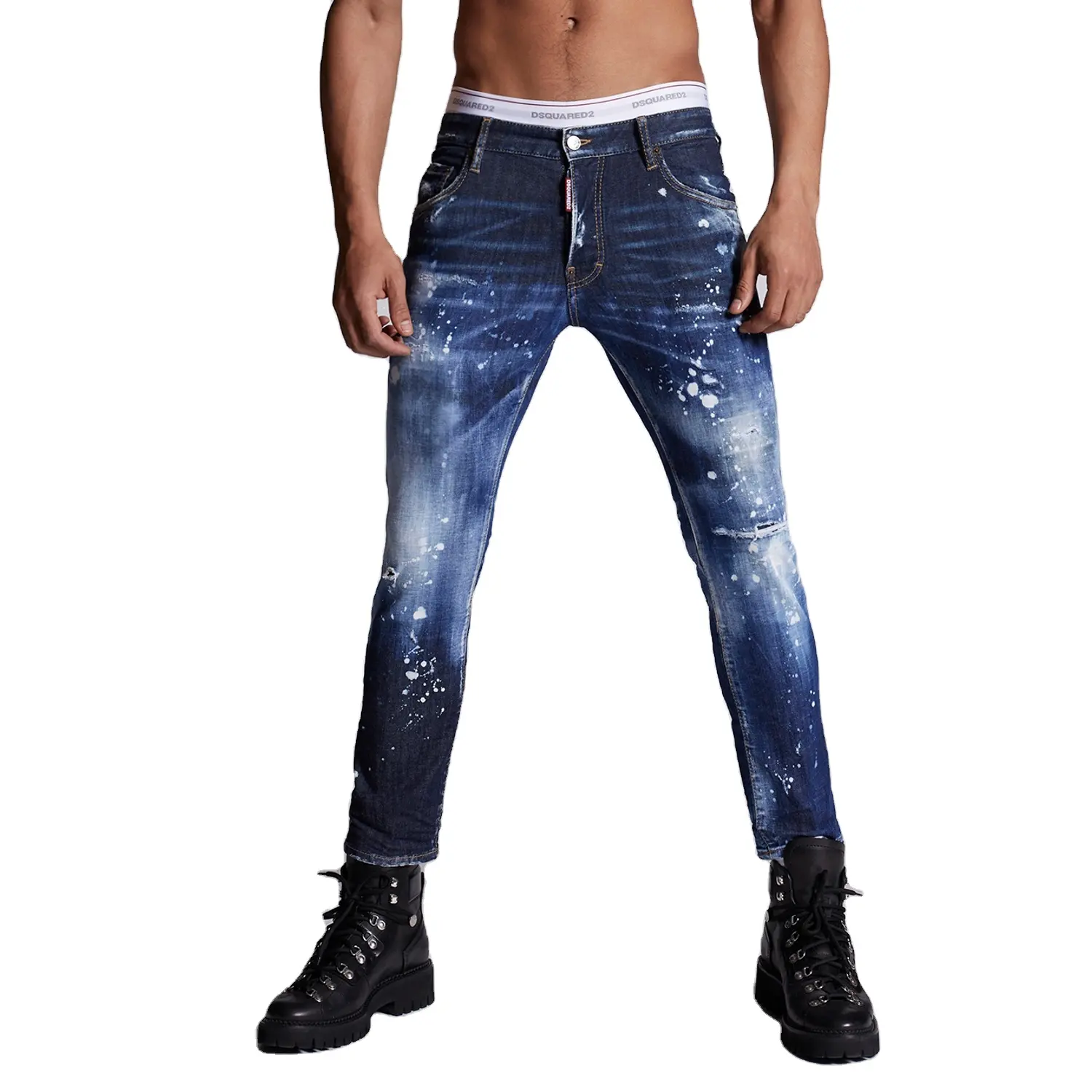 Verontruste Mannen Skinny Jeans Plus Size Vastgebonden Jeans Voor Mannen Denim Jeans Regular Fit