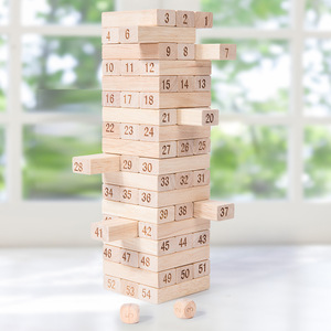 Blok bangunan anak-anak, 54 buah permainan susun interaktif orang tua anak mainan Puzzle pendidikan dini blok bangunan kayu - Product Image 3