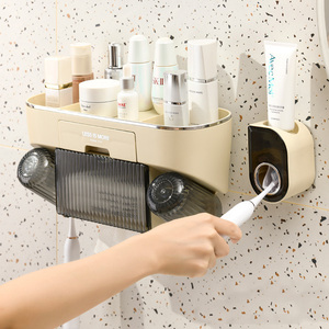 Nordic Storage Rack Non Perforated Mouthwash Cup <b>Holder</b> Bathroom <b>Wall</b> <b>Mounted</b> Toothpaste Squeezer - Product Image 1