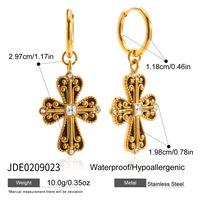 Boucles d'oreilles créoles en acier inoxydable Wanxing, style européen et américain, rétro, mode ancienne, inaltérable, tendance transfrontalière pour femmes