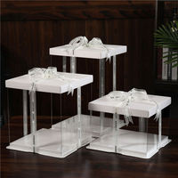 Boîte à gâteau transparente en plastique de gros format, emballage carré transparent pour gâteaux de mariage, idéal pour les pâtisseries