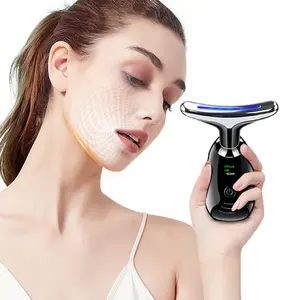 Massageador de levantamento de vibração para pescoço e rosto, dispositivo de beleza para cuidados pessoais em 7 cores mais vendido, dispositivo de beleza para clareamento de linhas de pescoço