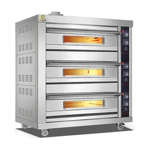 High Productivity Triple Deck 6 Trays Commercial Bakery Industrial Combination Gas Deck Oven