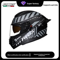 Casque de moto intégral personnalisé avec visière double lentille pour casque audio et grand spoiler - Certifié 3C/DOT