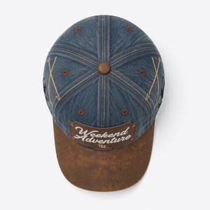 Casquette de baseball vintage en denim et coton lavé, 6 panneaux, avec patch en cuir gaufré personnalisé, style streetwear - Product Image 6