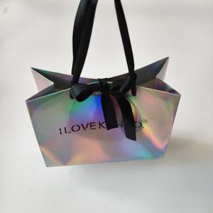 Sac cadeau personnalisé de luxe avec logo, sac à bijoux, sac en papier avec poignée, sac cadeau avec ruban - Product Image 3