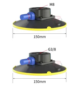 Ventouses multifonctions noires à vide 6 pouces avec vis M6 M8 G1/4 G3/8 Ventouse industrielle robuste pour porte-voiture