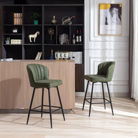 Tabourets de Bar de cuisine modernes nordiques chaises de salle à manger hautes avec accoudoirs tissu de velours en métal en gros pour la maison appartement