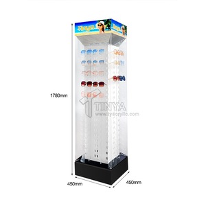 Présentoir de sol en acrylique LED pour lunettes, vente en gros, promotion, présentoirs à lunettes de soleil 360 ° Support d'affichage rotatif à 4 faces pour lunettes - Product Image 4