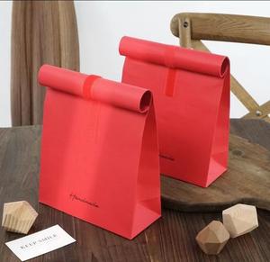 Vente en gros d'usine, sac à enveloppe rouge 17x10x31cm, sac d'emballage pour biscuits, sacs en papier debout avec fermeture à pression - Product Image 1