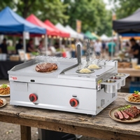 Gril à gaz GPL/GNL en acier inoxydable à double zone de contrôle, économe en énergie, pour friture de steaks commerciale, rôtissage et machine à nouilles froides
