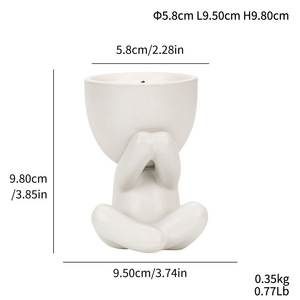 Décoration <span class=keywords><strong>de</strong></span> bureau, chambre, balcon – Bougeoir en céramique créatif et minimaliste, finition mate, motif figurine assise, style nordique - Product Image 2