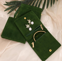 Petits pochettes vertes personnalisées à fermeture éclair en velours, étuis d'organisation pour ranger de petits bijoux, petits sacs cadeaux en velours, contenant pour bijoux