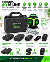 DERUIDA Niveau laser vert auto-nivelant 12 lignes, rotatif à 360 degrés, avec support de plateforme élévatrice et kit d'accessoires