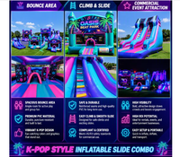 Château gonflable commercial Kpop pour parc d'attractions, avec toboggan et zone de saut, idéal pour événements extérieurs